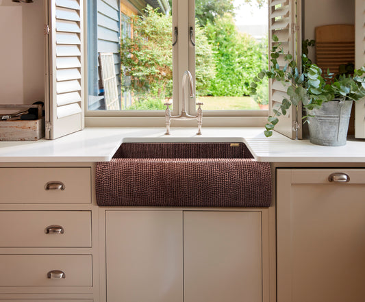 Premium Tarja de Cocina Farmhouse en Cobre Diseño Boston