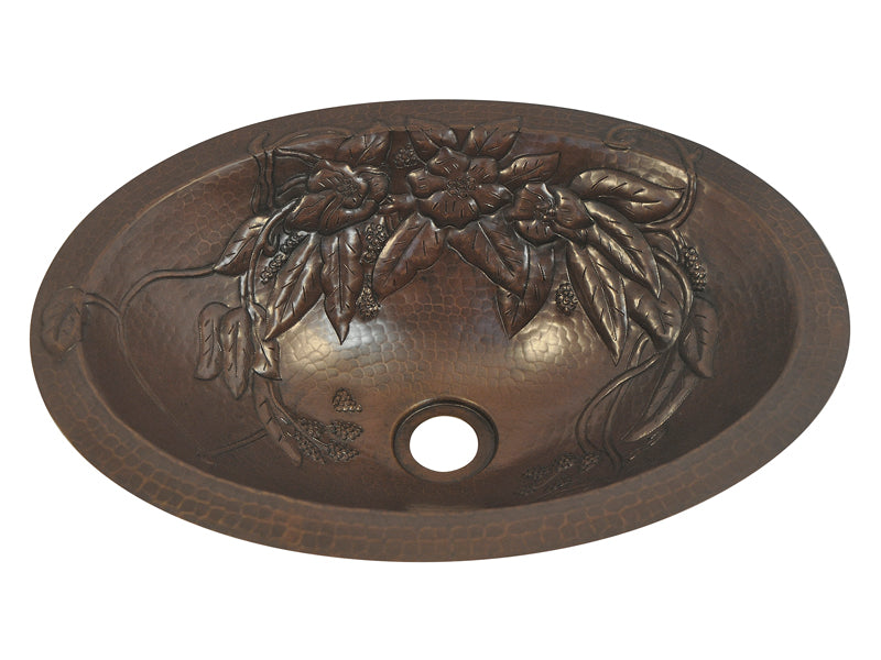 Premium Lavabo Ovalado en Cobre Diseño Bouquet