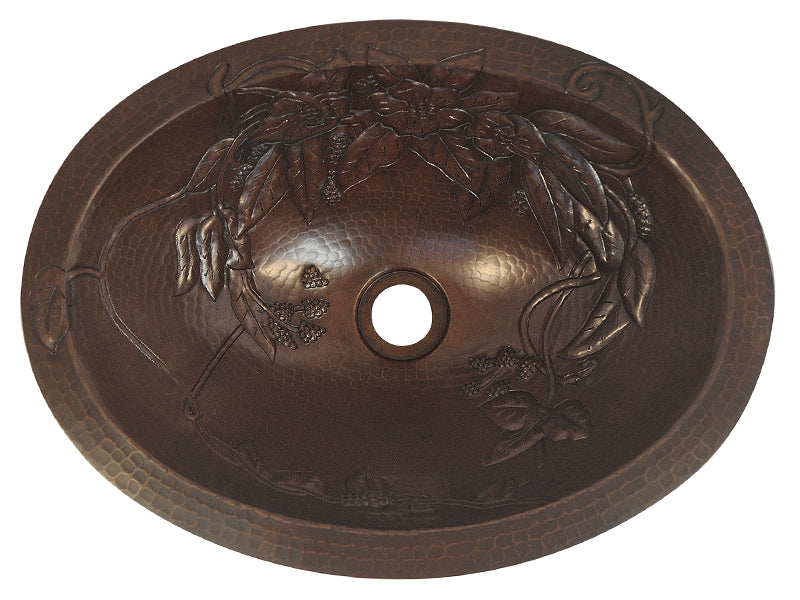 Premium Lavabo Ovalado en Cobre Diseño Bouquet