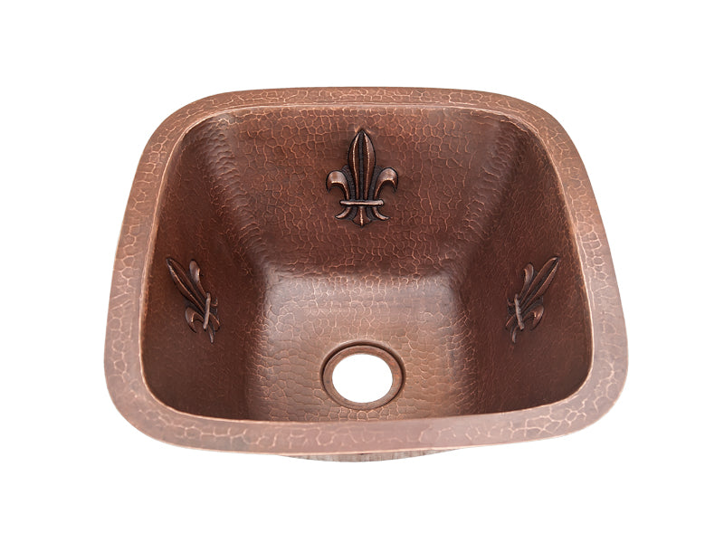 Premium Tarja Cuadrada para Barra en Cobre con Diseño Flor de Lis