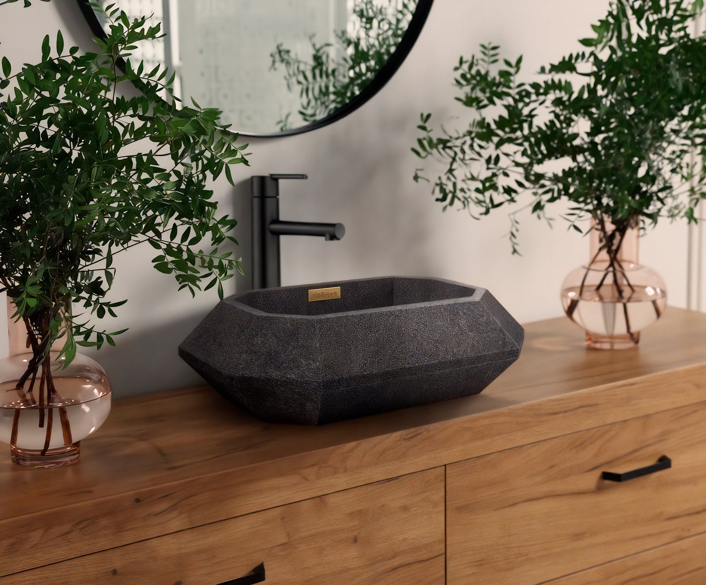 Premium Lavabo Volcano Vessel En Cobre Diseño Esmeralda
