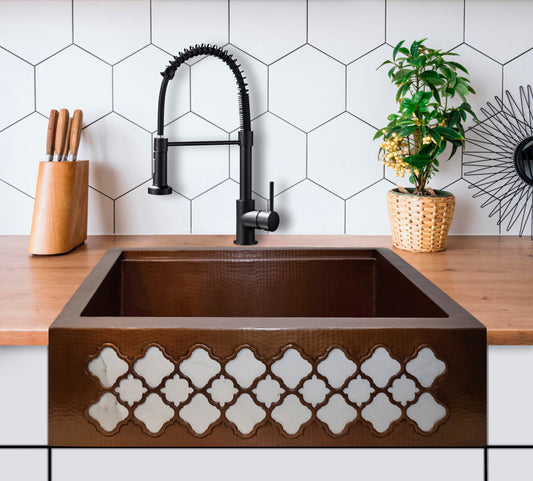 Premium Tarja de Cocina Farmhouse en Cobre Diseño Moroccan