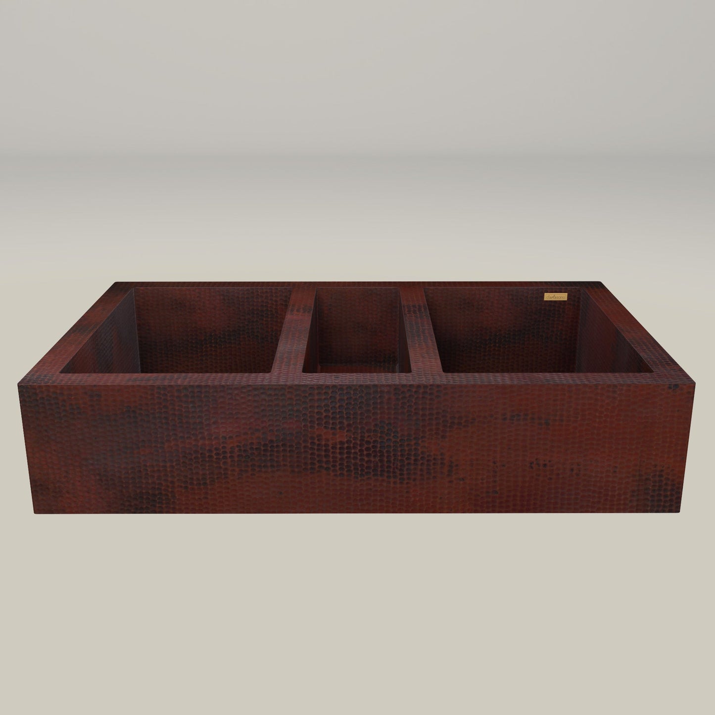 Premium Tarja De Cocina Farmhouse En Cobre Con Tres Divisiones