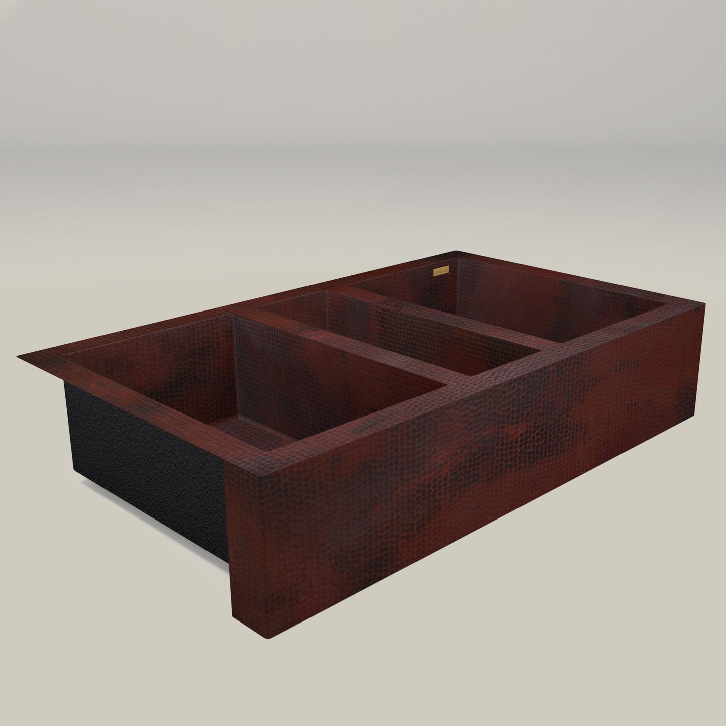 Premium Tarja De Cocina Farmhouse En Cobre Con Tres Divisiones