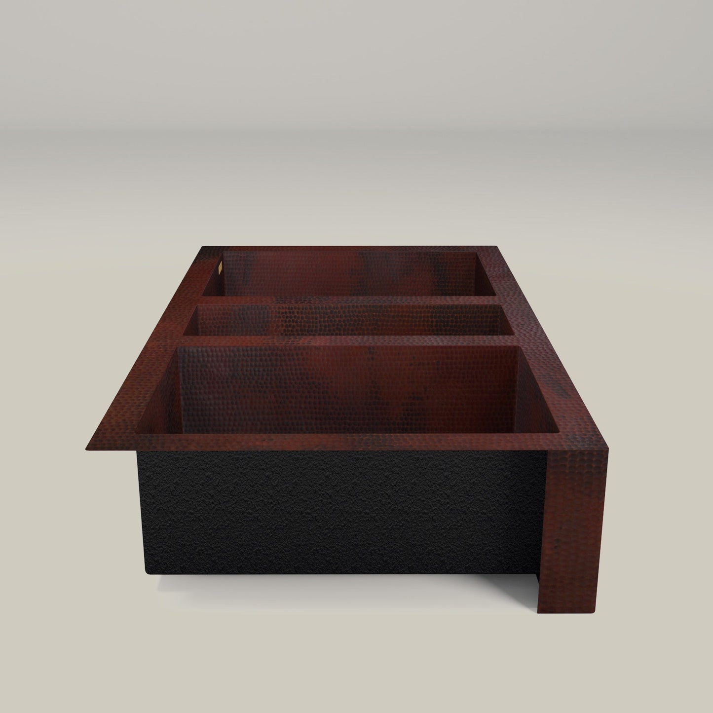 Premium Tarja De Cocina Farmhouse En Cobre Con Tres Divisiones