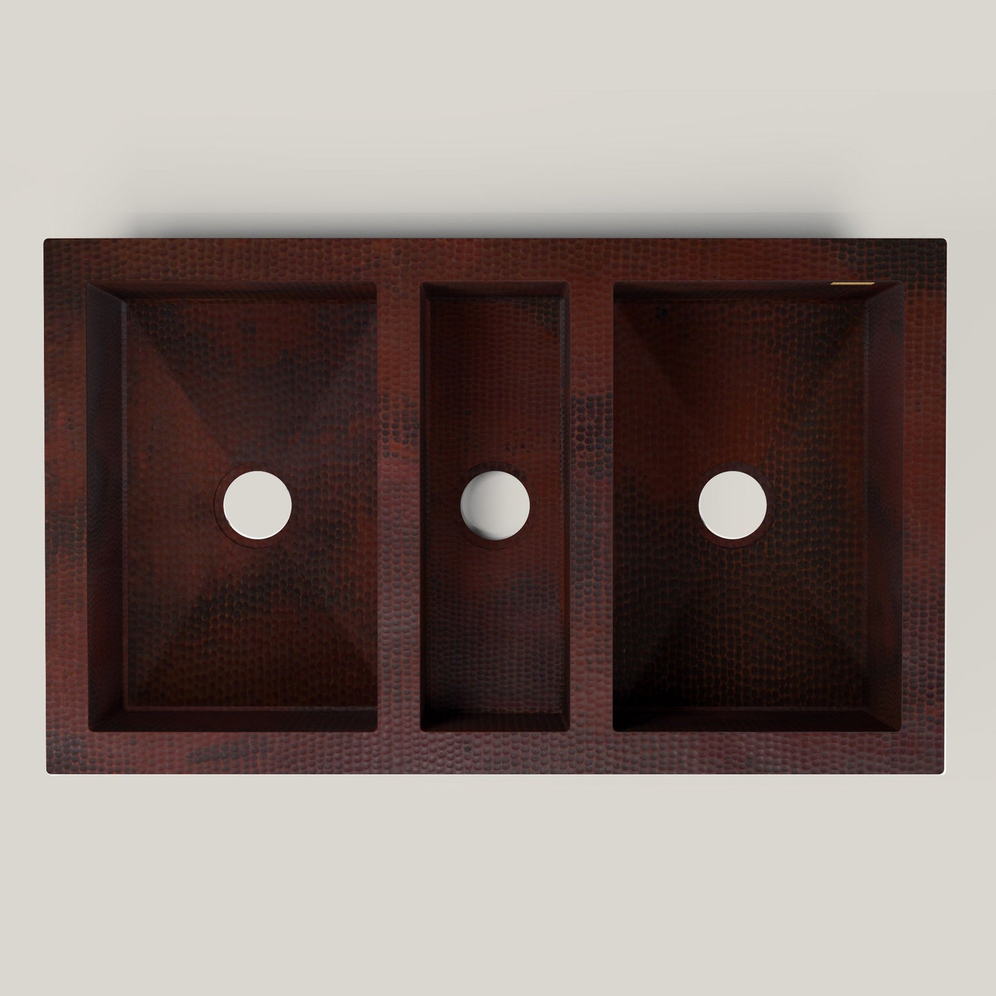 Premium Tarja De Cocina Farmhouse En Cobre Con Tres Divisiones