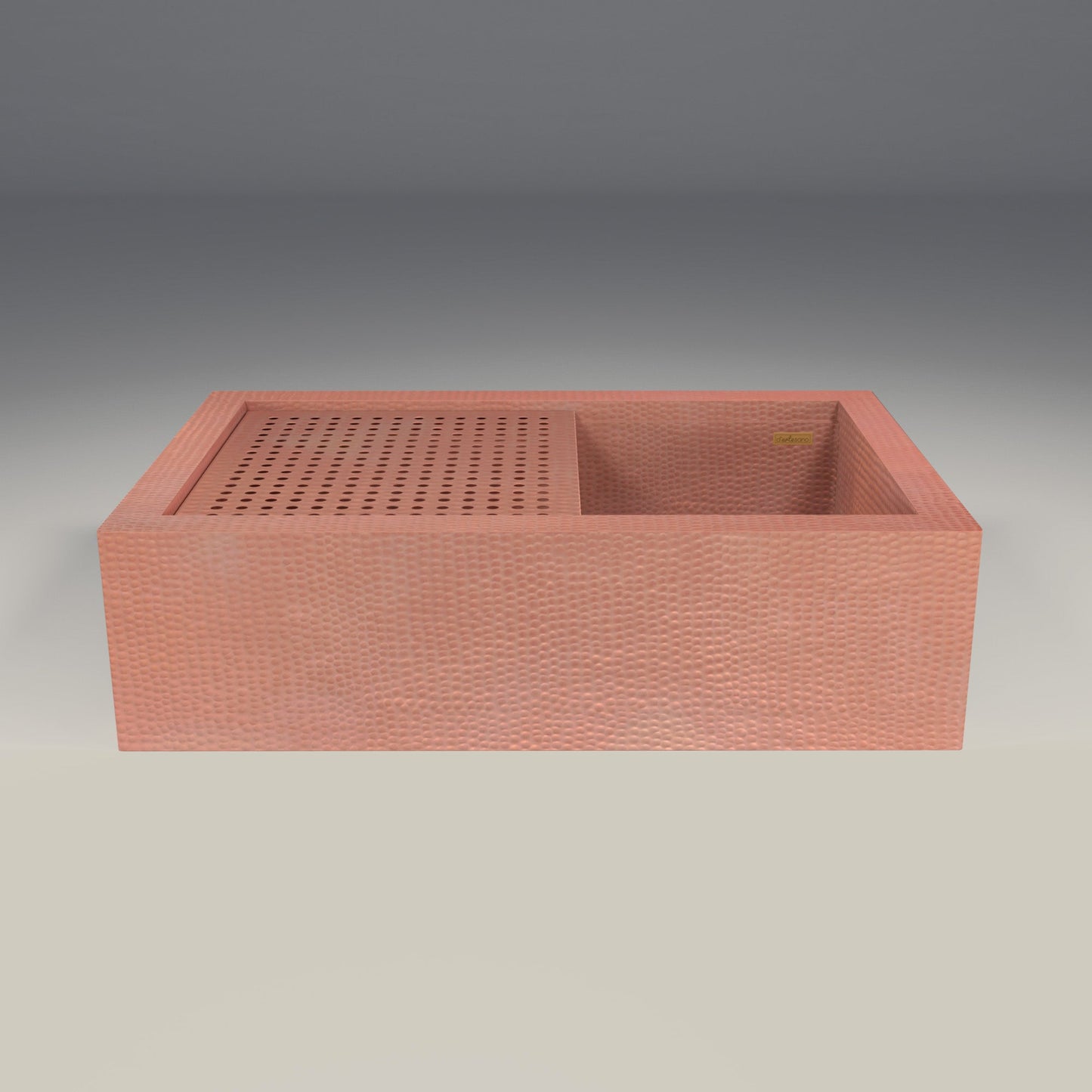 Premium Tarja De Cocina Farmhouse En Cobre Con Escurridor Desmontable