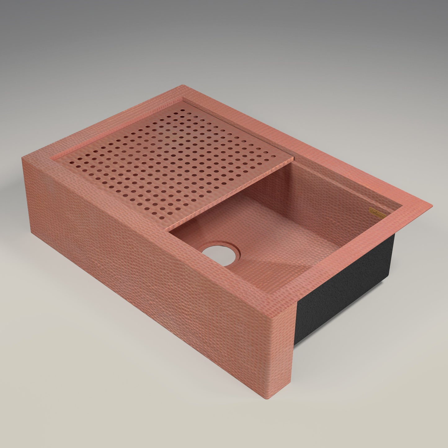 Premium Tarja De Cocina Farmhouse En Cobre Con Escurridor Desmontable
