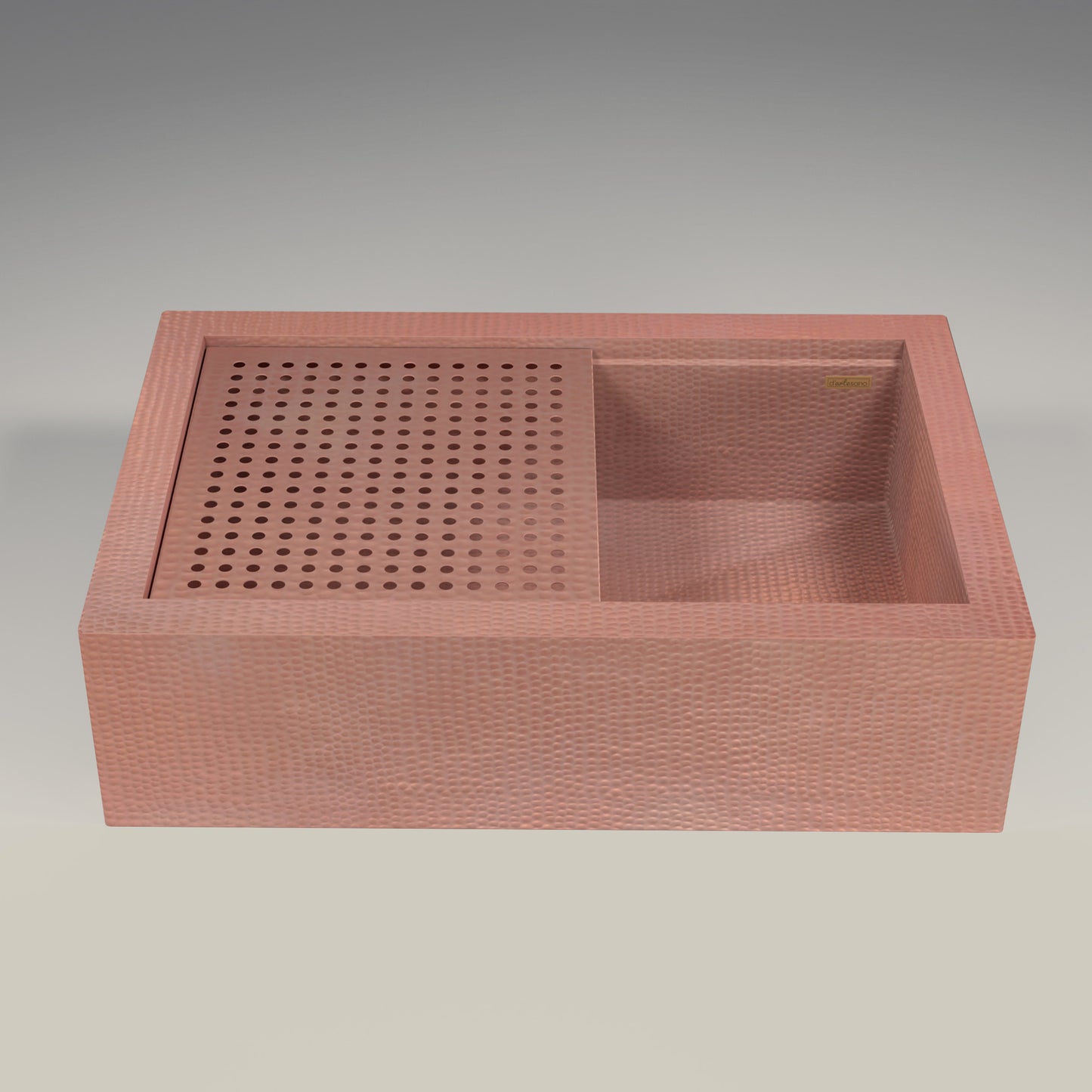 Premium Tarja De Cocina Farmhouse En Cobre Con Escurridor Desmontable