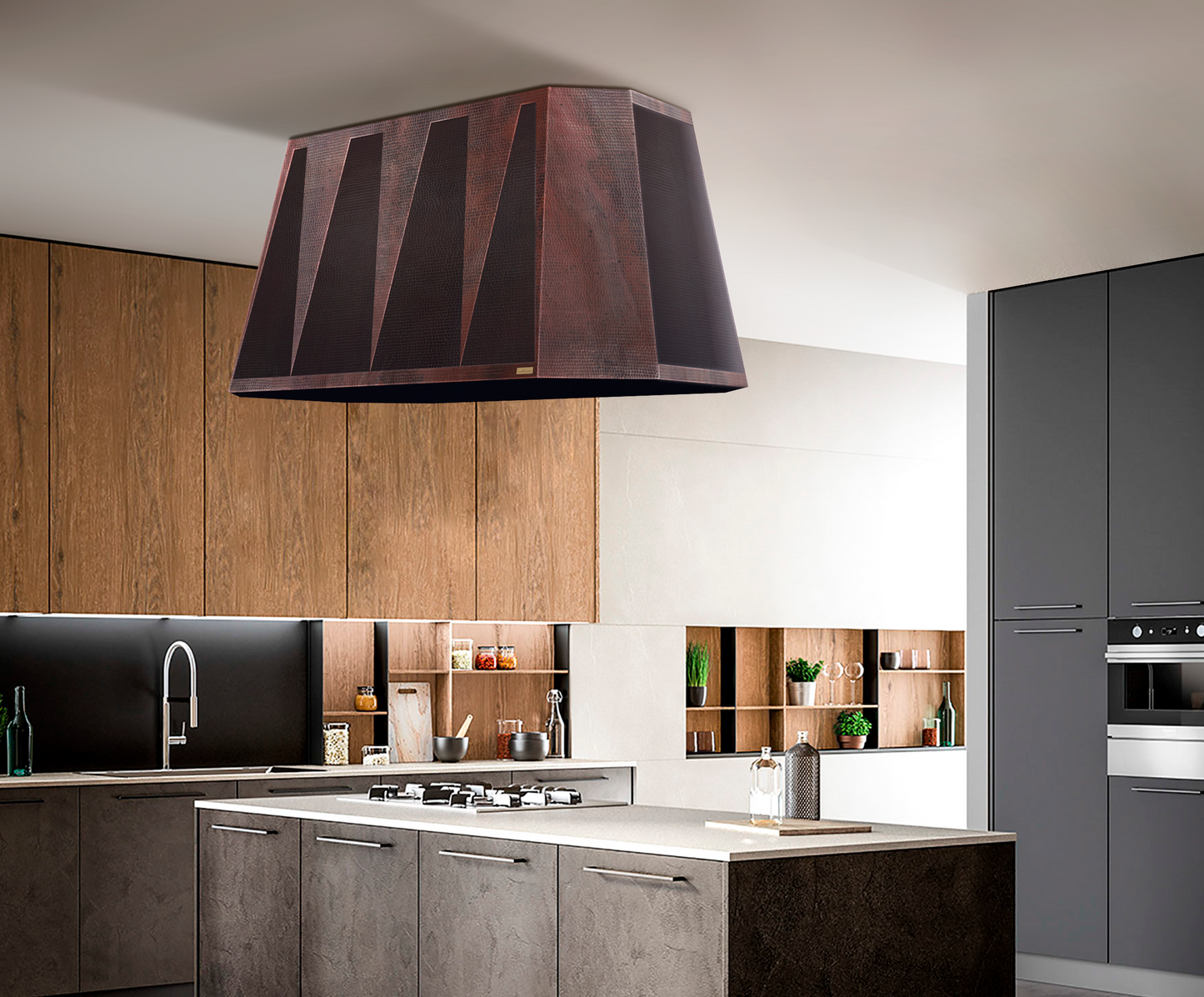 Premium Campana De Cocina Para Isla En Cobre Diseño Aztek