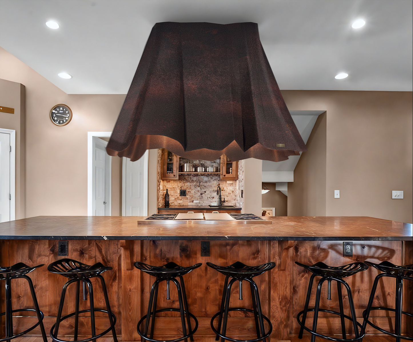 Premium Campana De Cocina Volcano Para Isla En Cobre Diseño Sierra