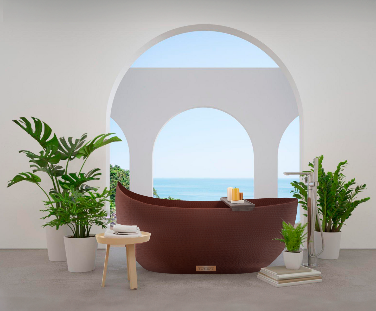 Premium Tina De Baño Con Doble Pared En Cobre Diseño Makoch