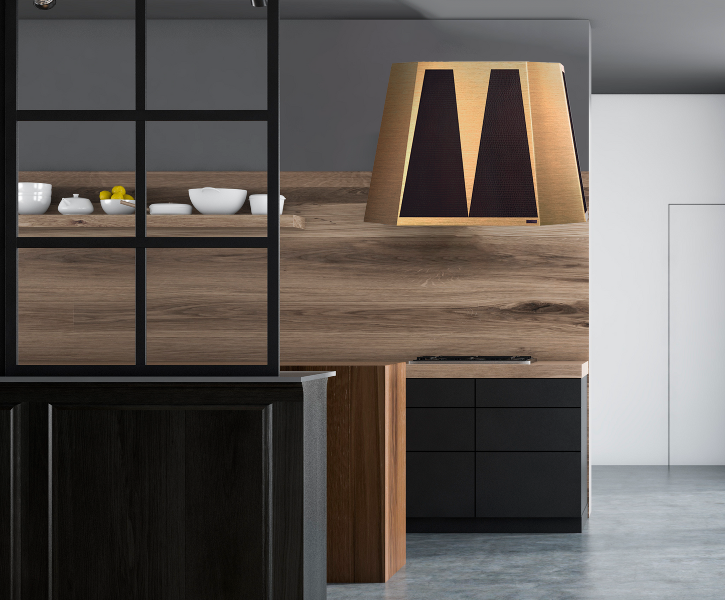 Premium Campana De Cocina Para Muro En Laton-Cobre Diseño Aztek