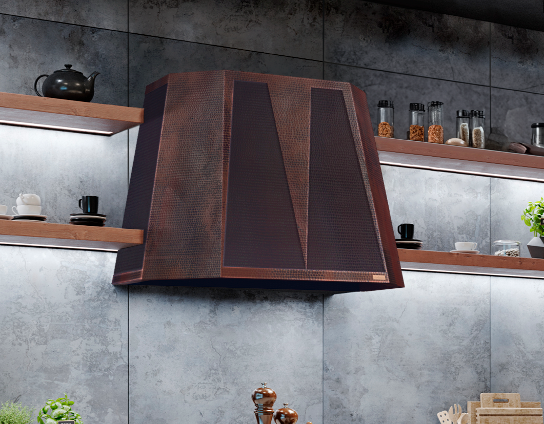 Premium Campana De Cocina Para Muro En Cobre Diseño Aztek