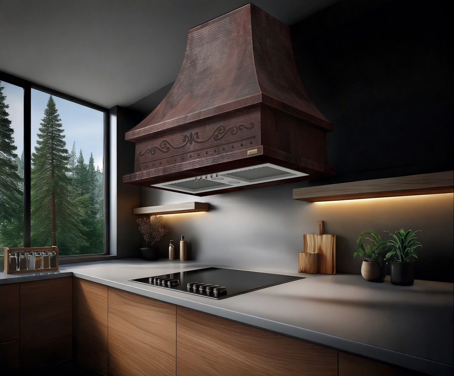 Campana de Cocina para Muro en Cobre Diseño Torre