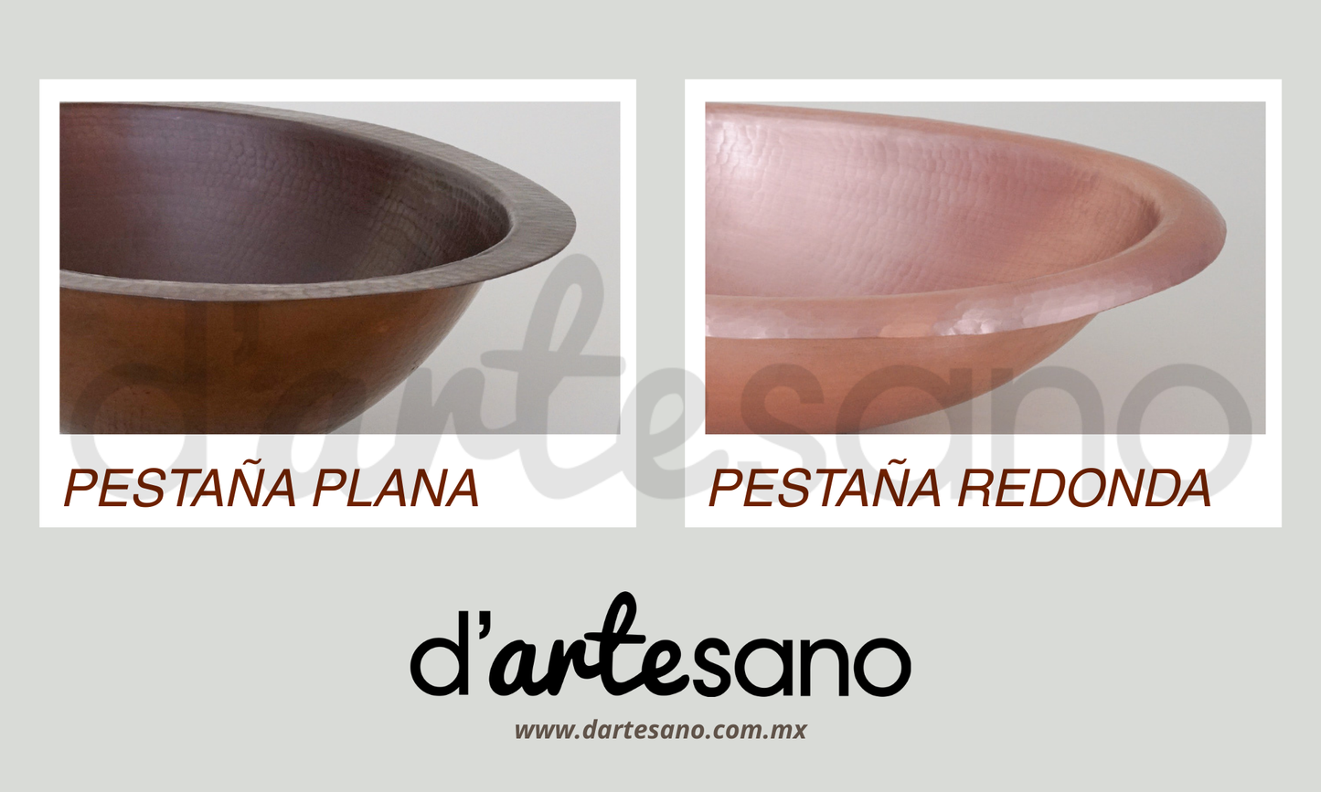 Premium Lavabo Ovalado en Cobre con Diseño Juncos