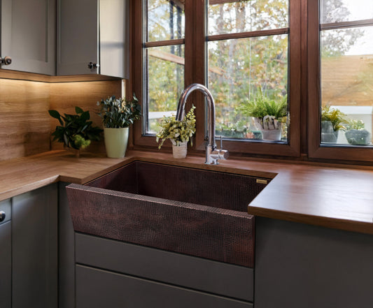 Premium Tarja de Cocina Farmhouse en Cobre Diseño Zuma