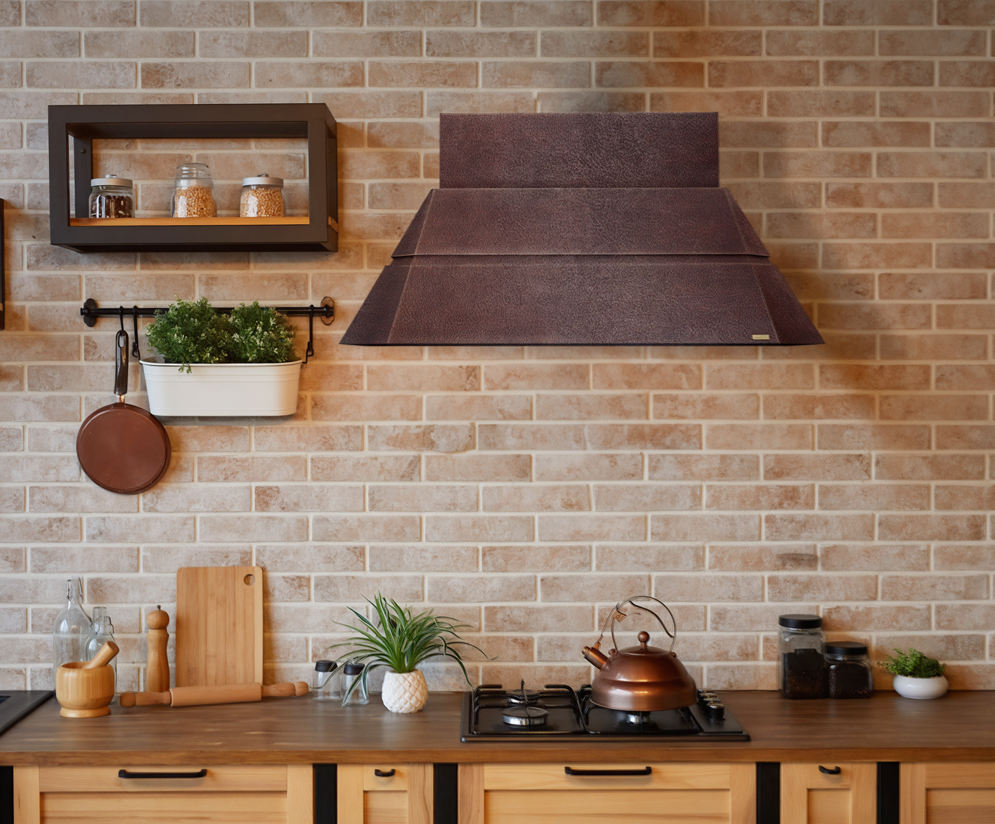 Premium Campana De Cocina Volcano Para Muro En Cobre Diseño Teotihuacan