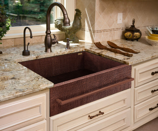 Premium Tarja de Cocina Farmhouse en Cobre con Toallero Cuadrado