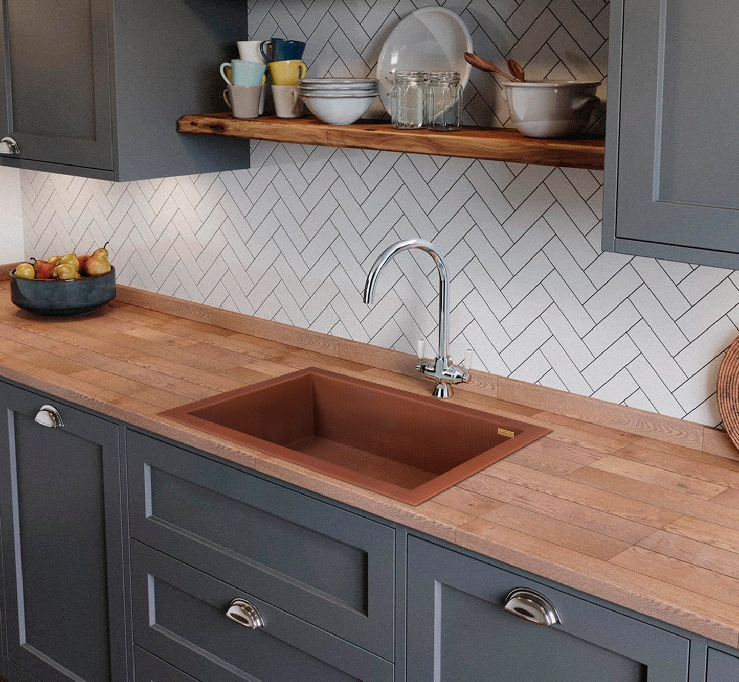 Premium Tarja De Cocina En Cobre