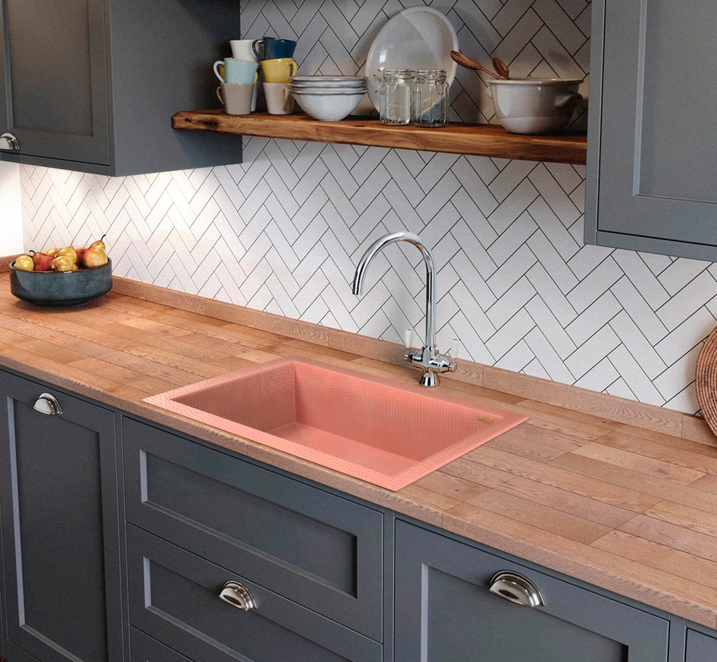 Premium Tarja De Cocina En Cobre