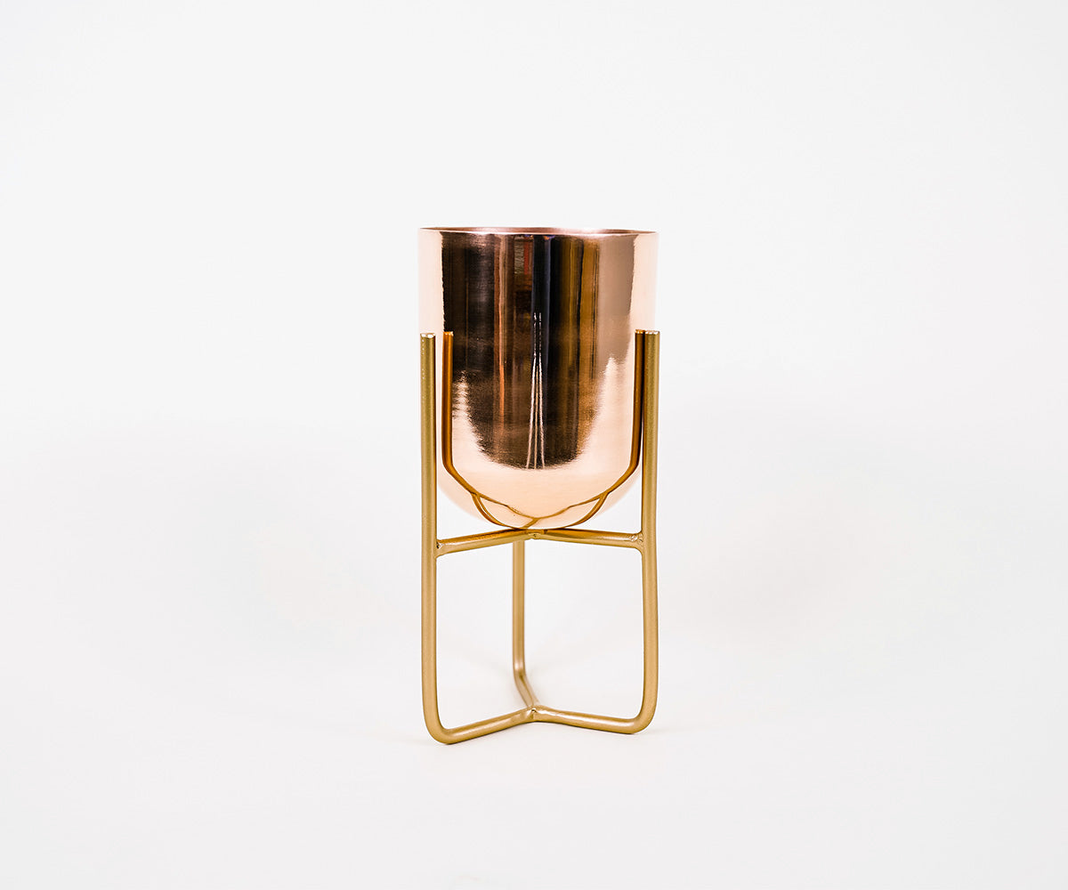 Premium Macetero en Cobre Liso Diseño Bauhaus Mini