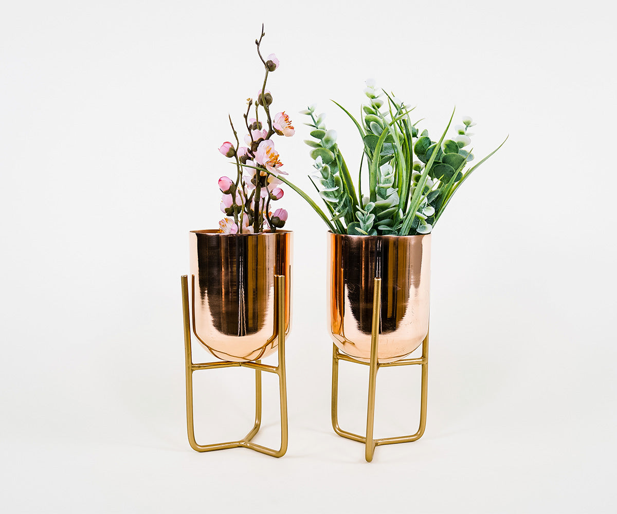 Premium Macetero en Cobre Liso Diseño Bauhaus Mini