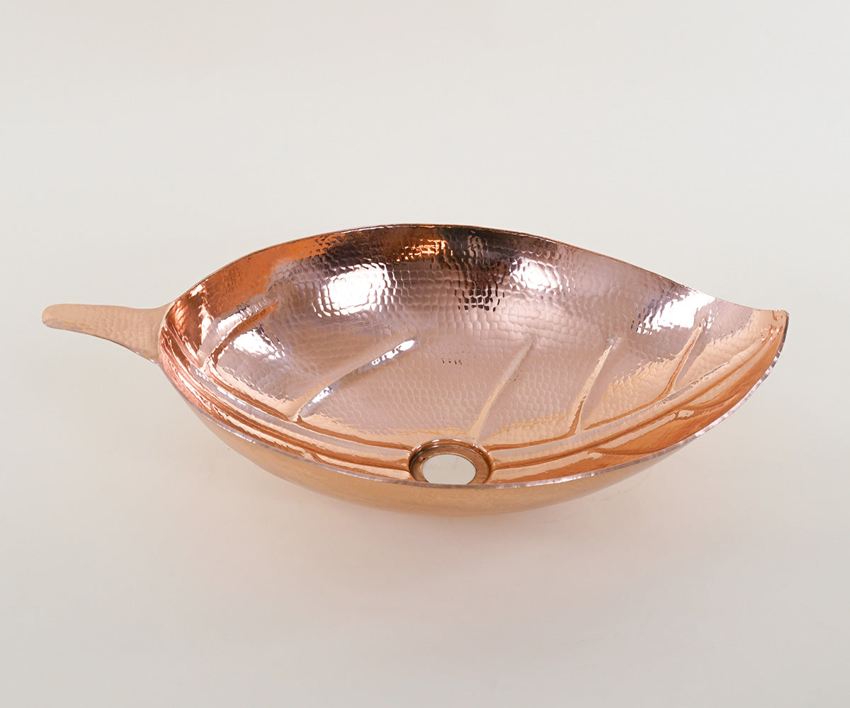 Premium Lavabo Vessel en Cobre Diseño Hoja