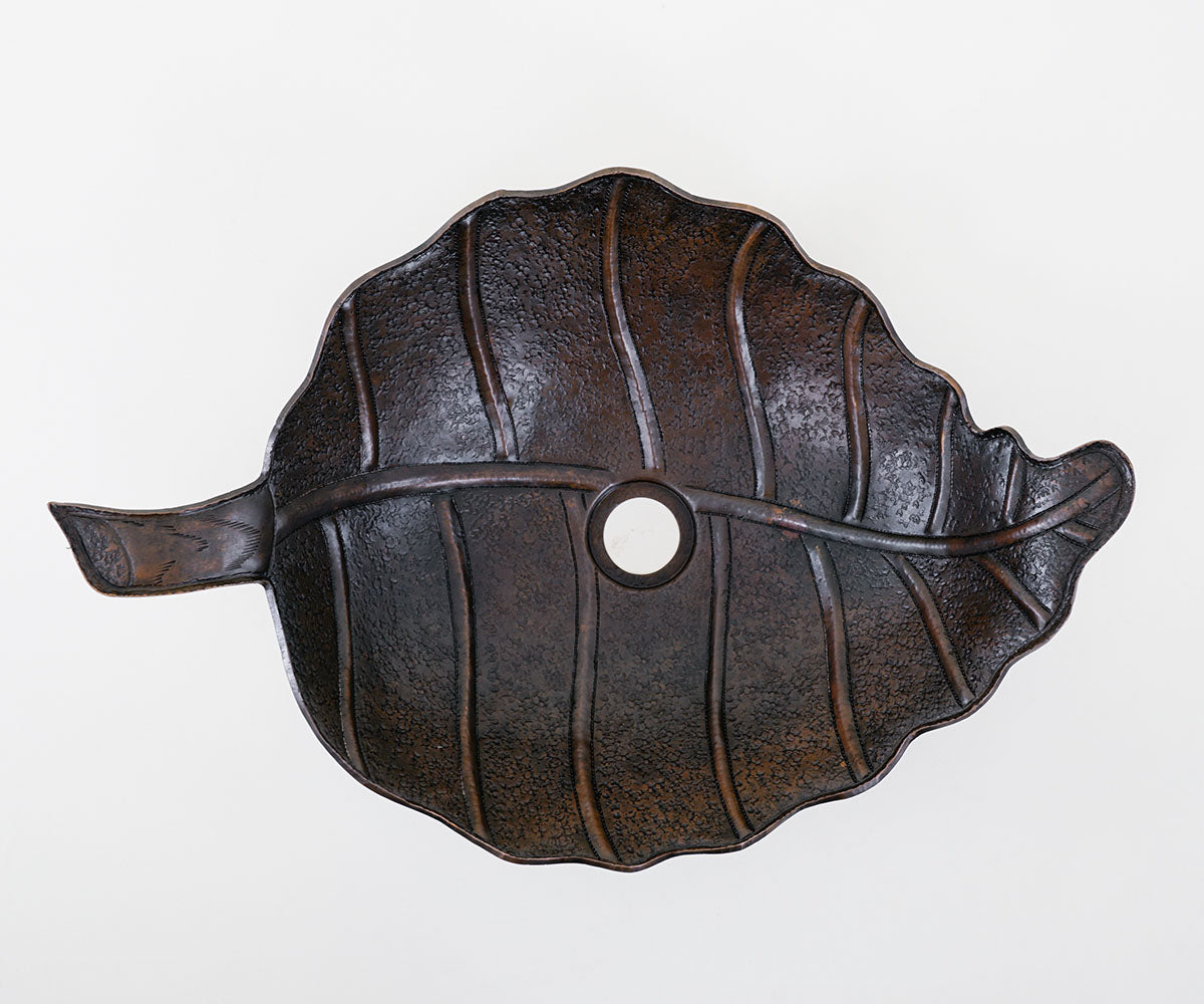 Premium Lavabo Vessel en Cobre Diseño Hoja de Roble