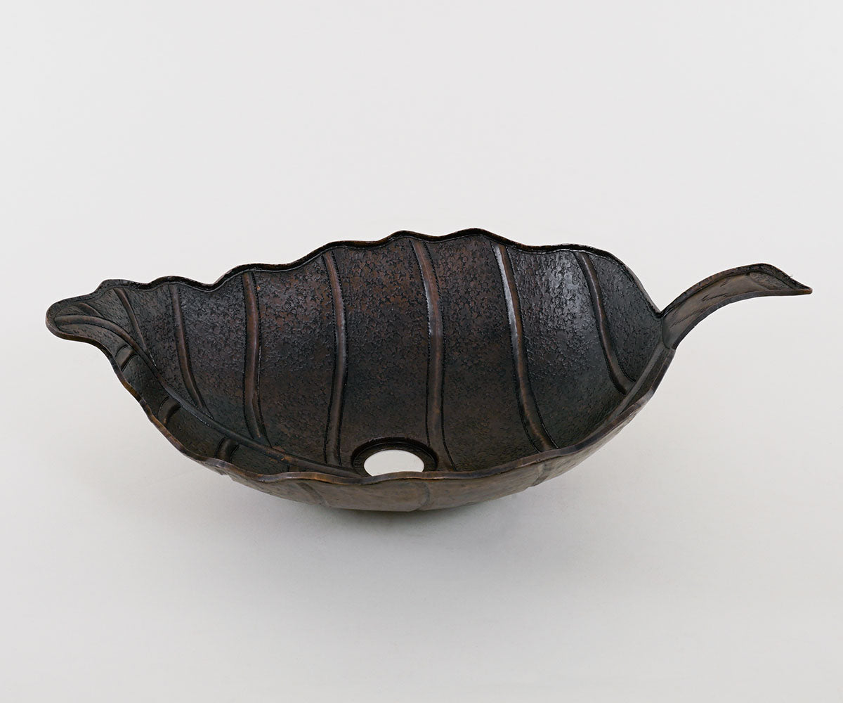 Premium Lavabo Vessel en Cobre Diseño Hoja de Roble