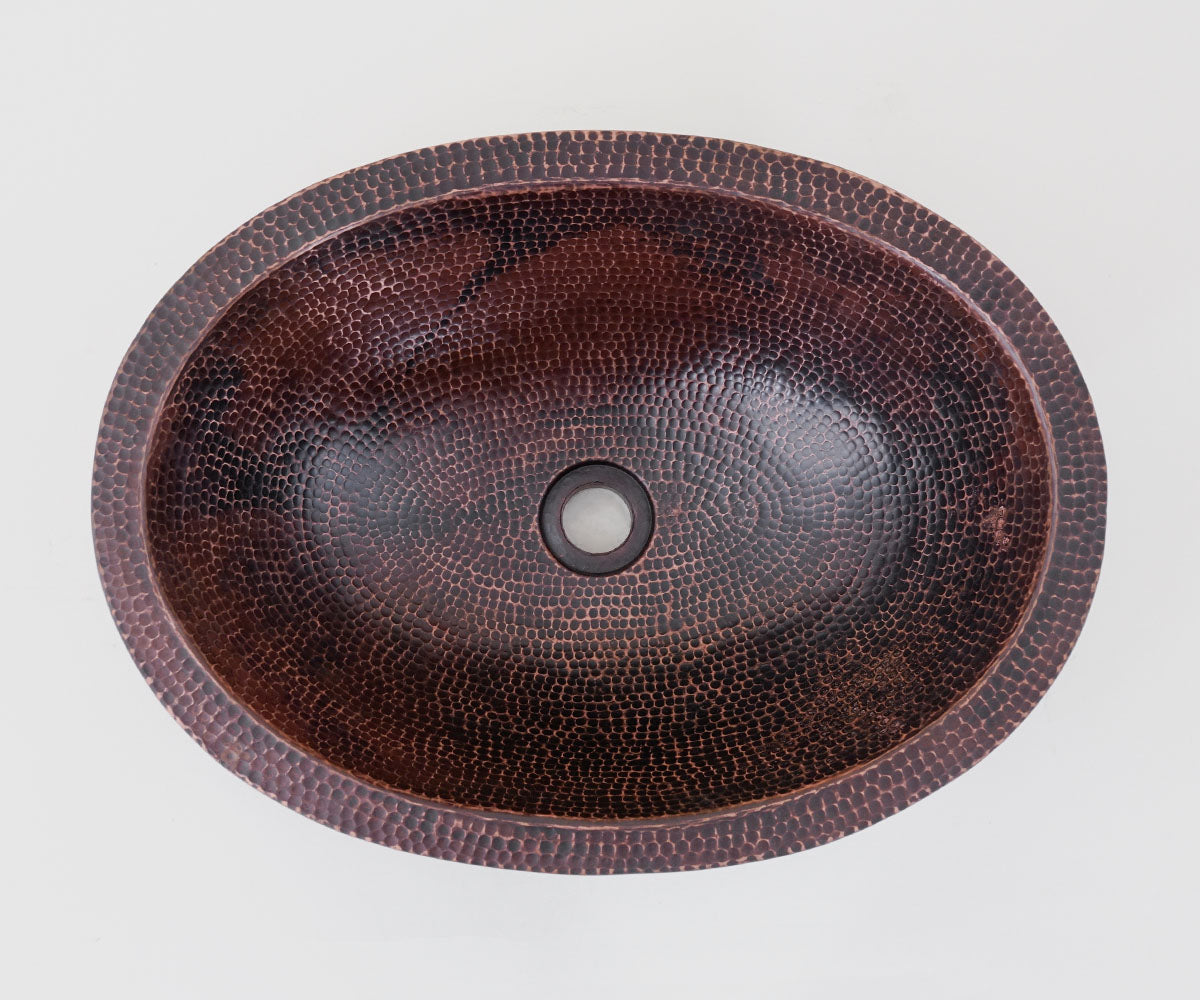 Premium Lavabo Vessel Ovalado en Cobre con Doble Pared