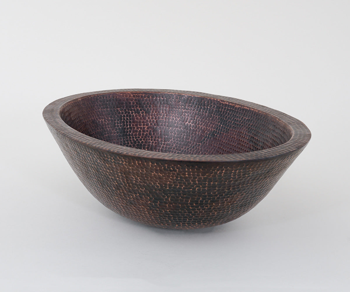 Premium Lavabo Vessel Ovalado en Cobre con Doble Pared
