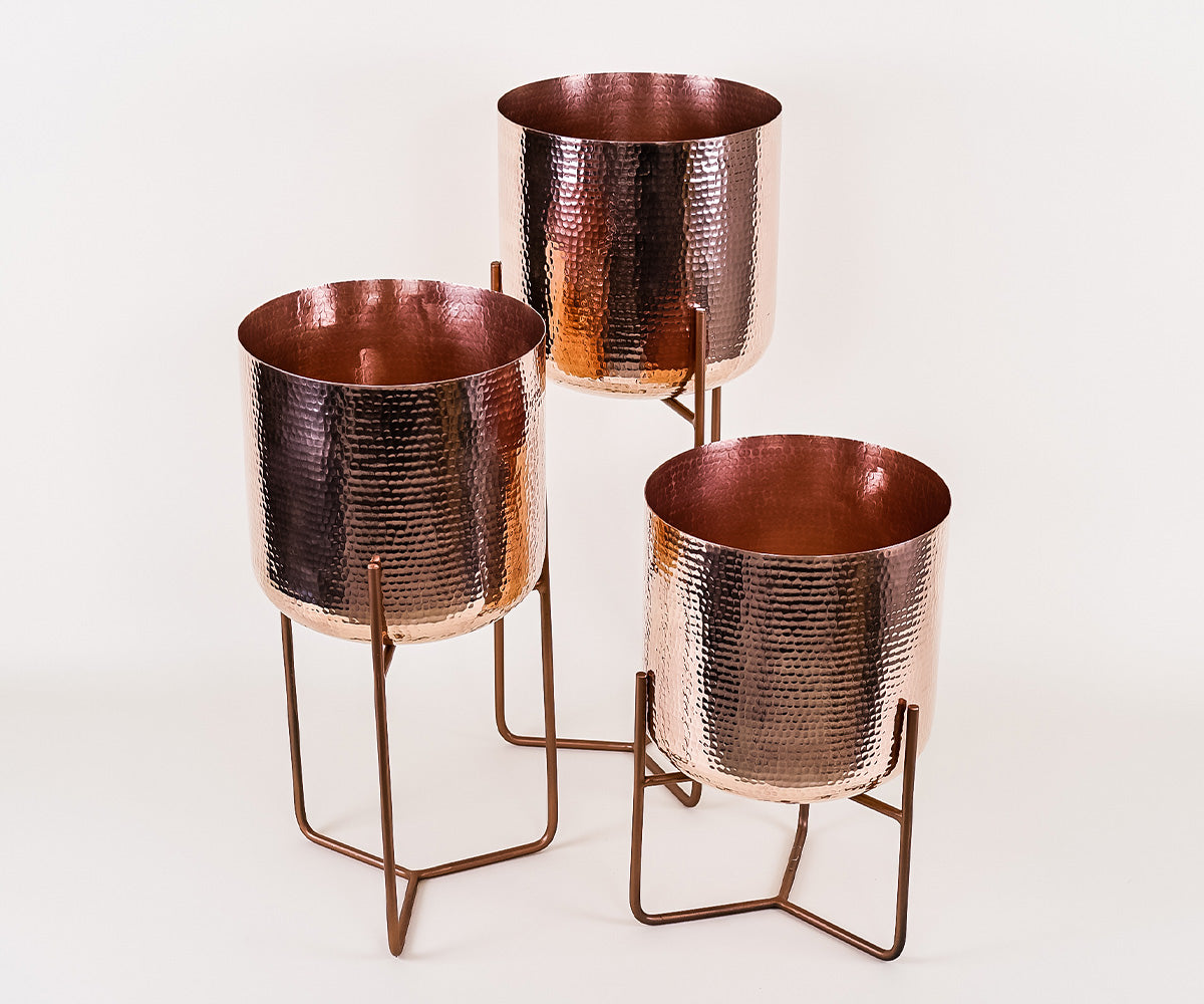 Premium Macetero en Cobre Diseño Mid Century