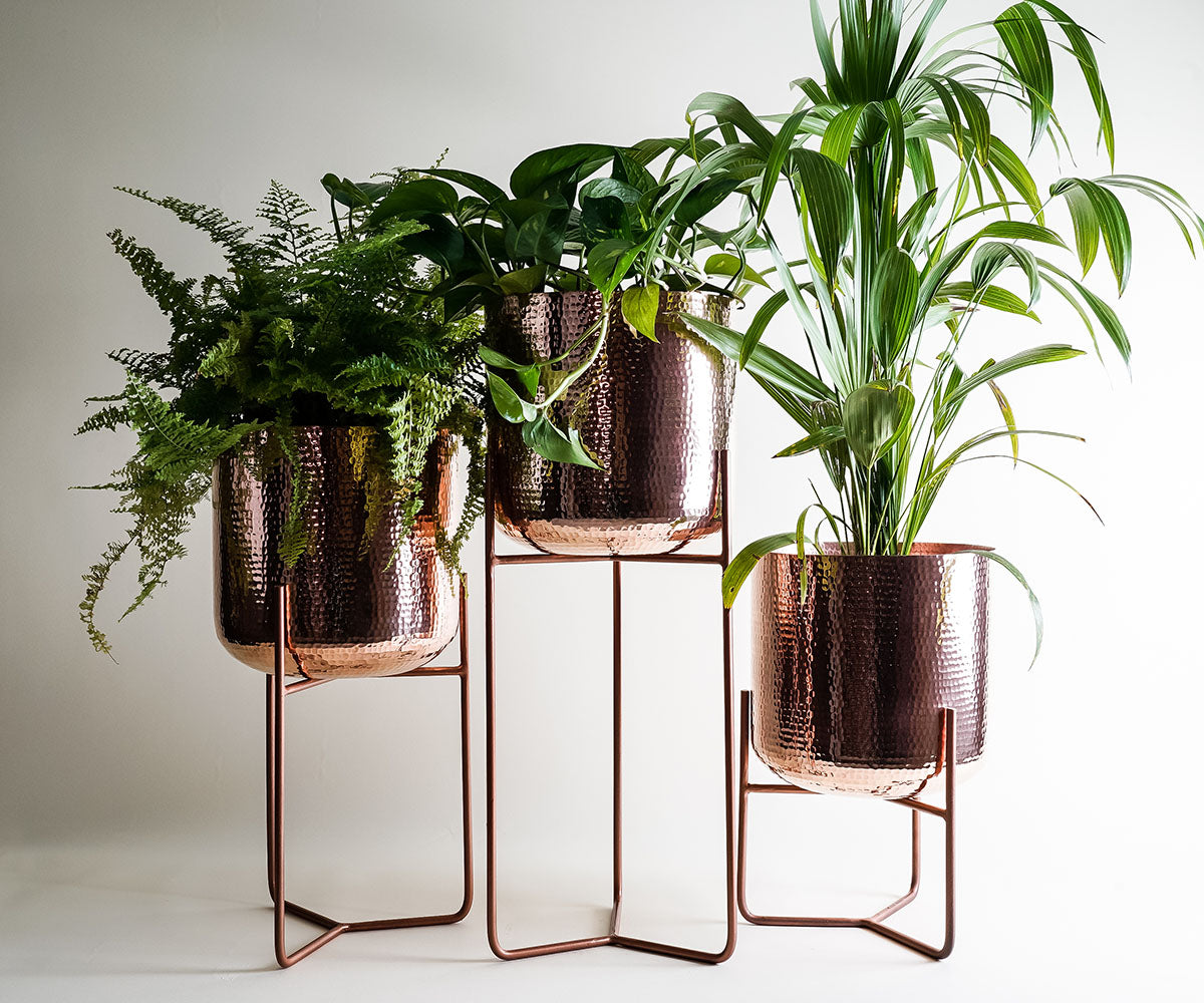 Premium Macetero en Cobre Diseño Mid Century