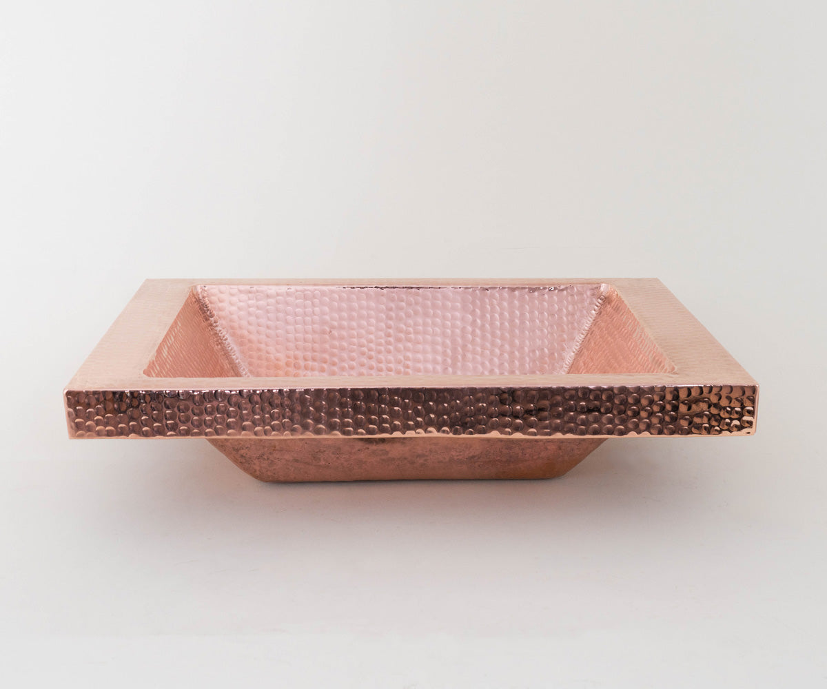 Premium Lavabo Rectangular Especial en Cobre Diseño con Pestaña Alta