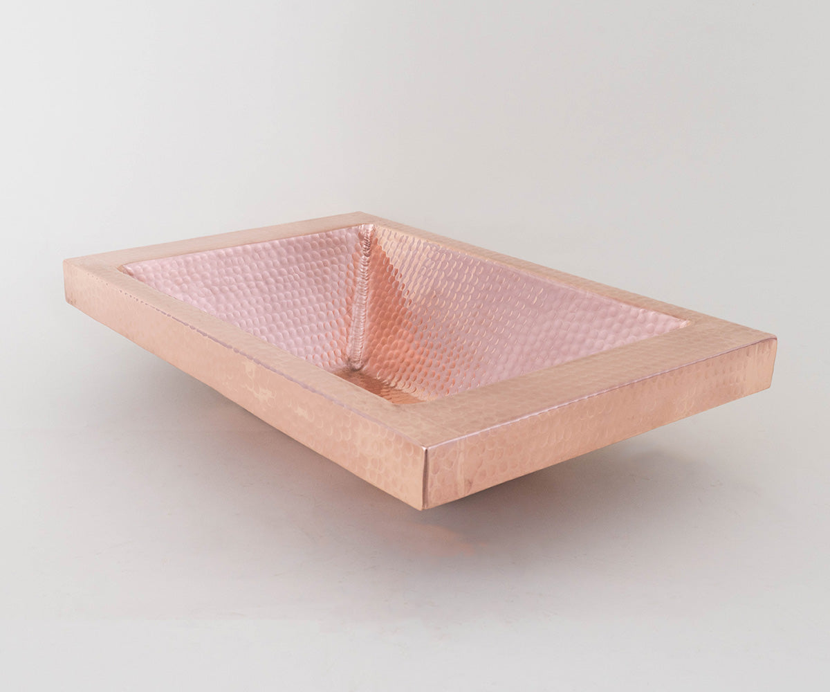 Premium Lavabo Rectangular Especial en Cobre Diseño con Pestaña Alta