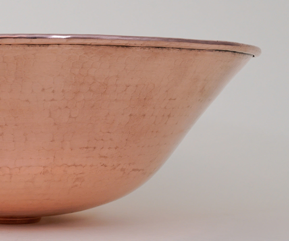 Premium Lavabo Vessel Redondo con Bordo Alambrado en Cobre
