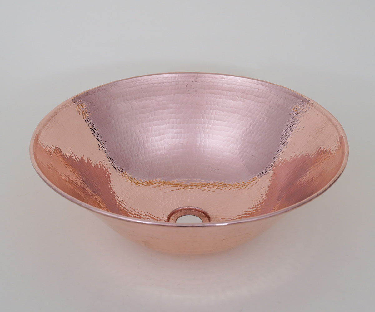 Premium Lavabo Vessel Redondo con Bordo Alambrado en Cobre
