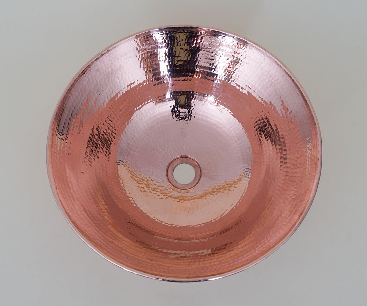 Premium Lavabo Vessel Redondo con Bordo Alambrado en Cobre