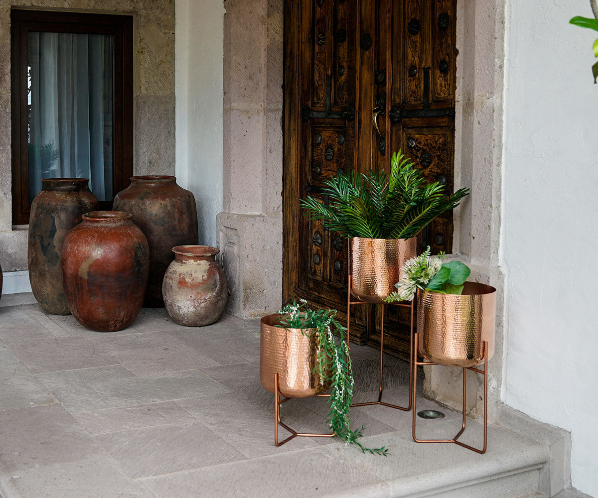 Premium Macetero en Cobre Diseño Mid Century
