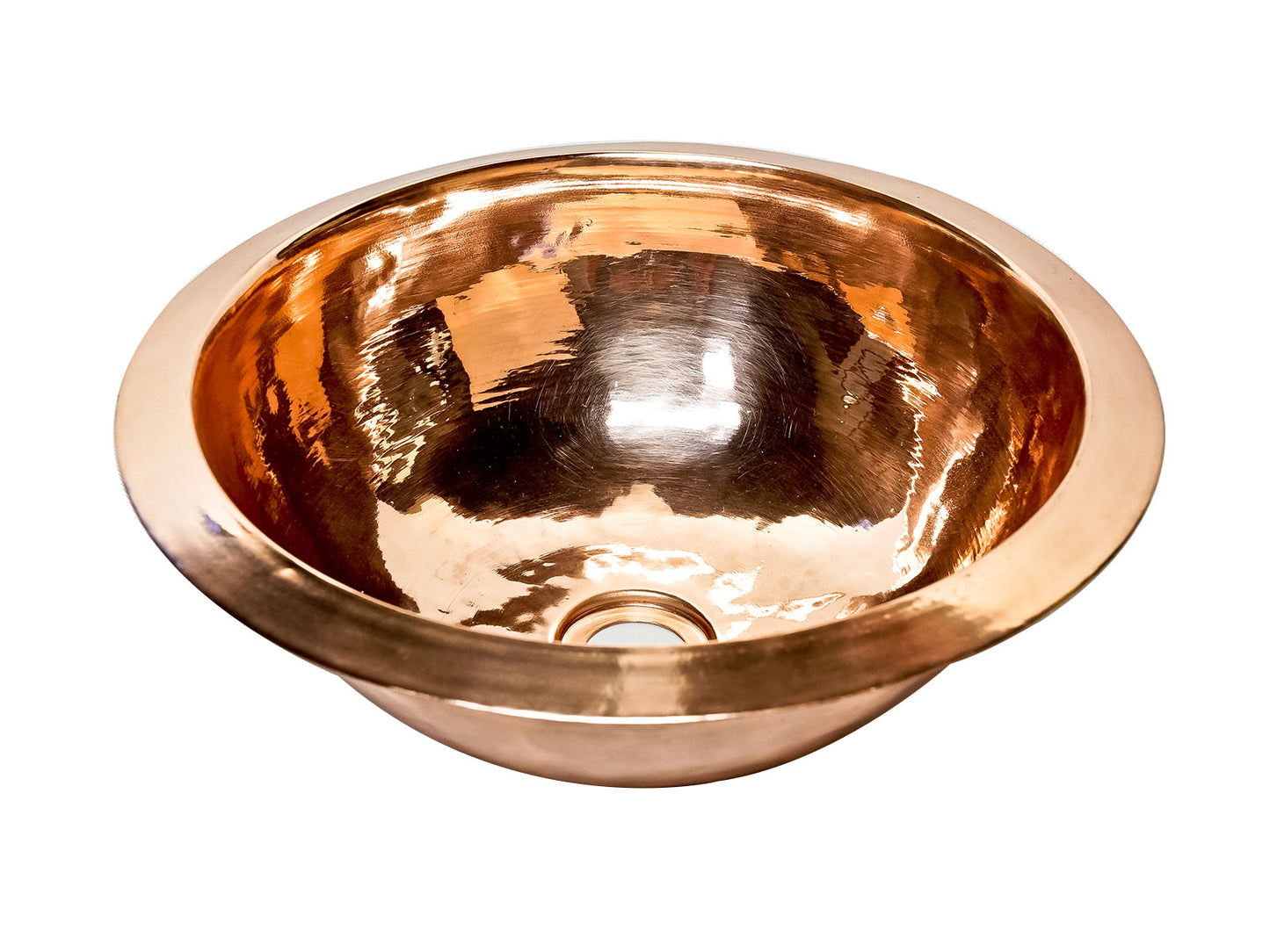 Premium Lavabo Redondo en Cobre Liso Alto Brillo