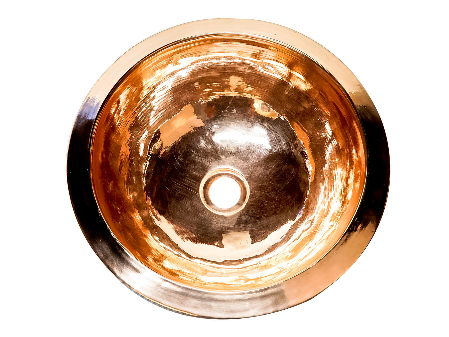 Premium Lavabo Redondo en Cobre Liso Alto Brillo