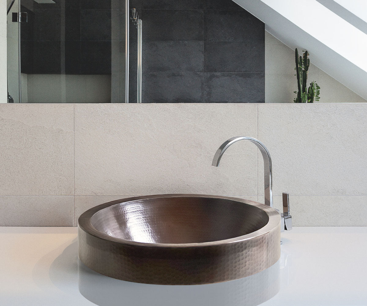 Premium Lavabo Especial Redondo en Cobre con Faldón