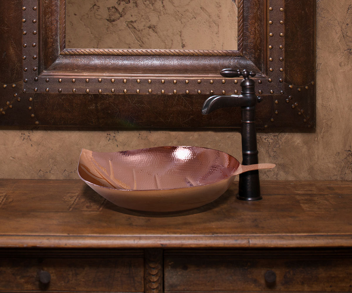 Premium Lavabo Vessel en Cobre Diseño Hoja