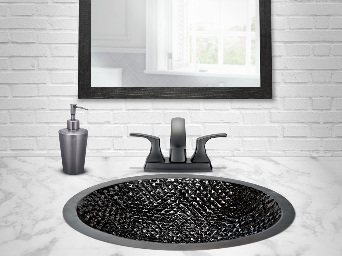 Premium Lavabo Ovalado en Cobre Diseño Cuadros