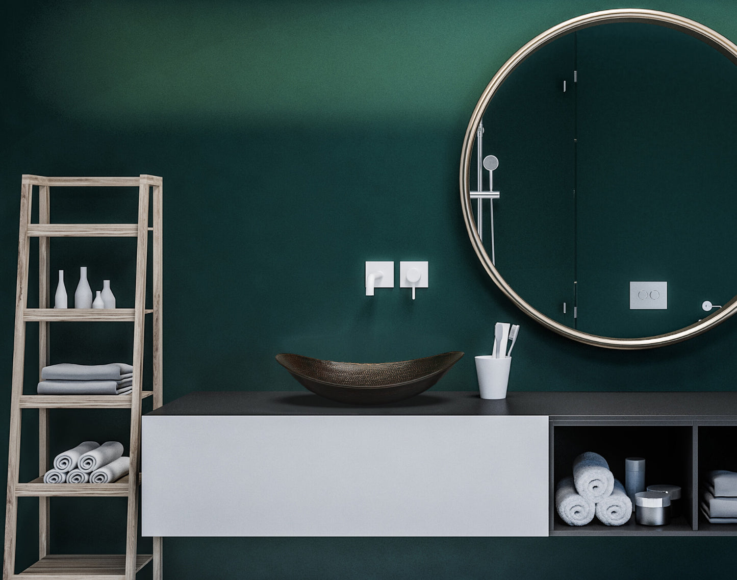 Premium Lavabo Vessel en Cobre Diseño Canoa