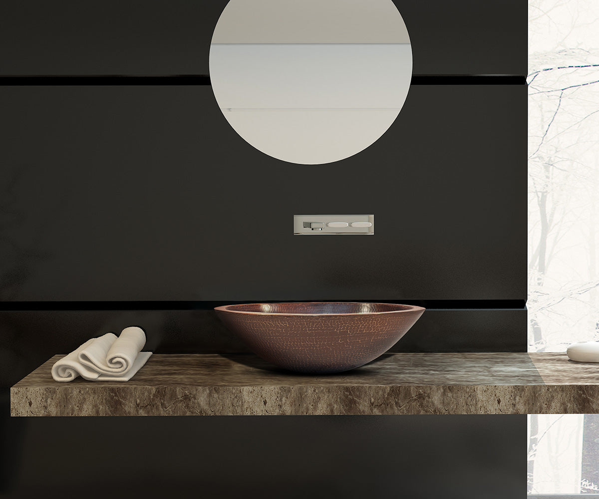 Premium Lavabo Vessel Ovalado en Cobre con Doble Pared