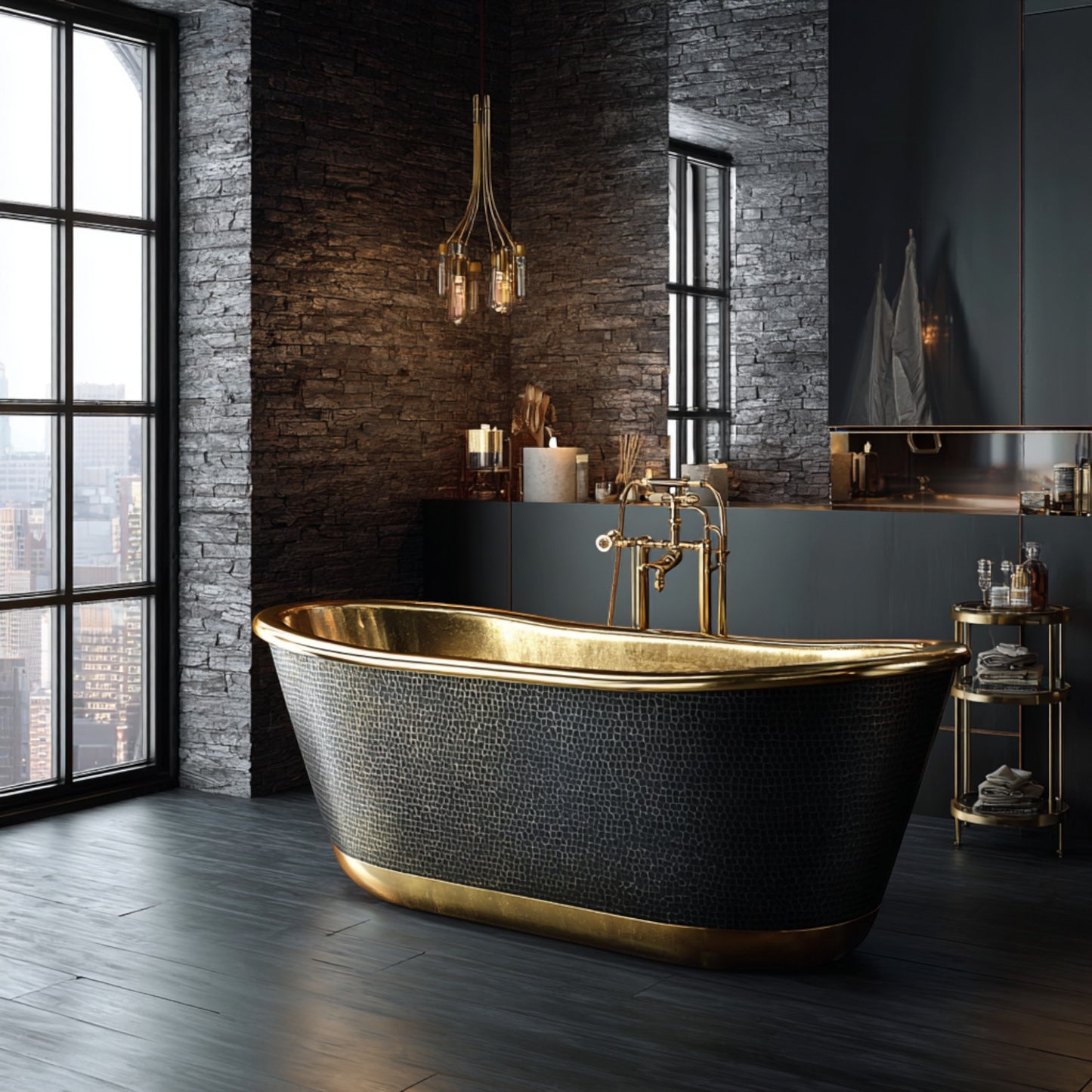 Premium Tiña de Baño Luxury en Latón Diseño Rubandore