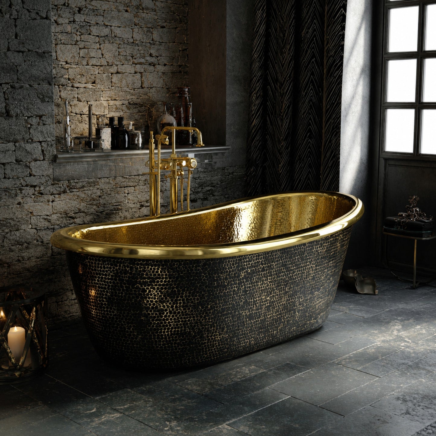 Premium Tina de Baño Luxury en Latón Diseño Aurora Noir