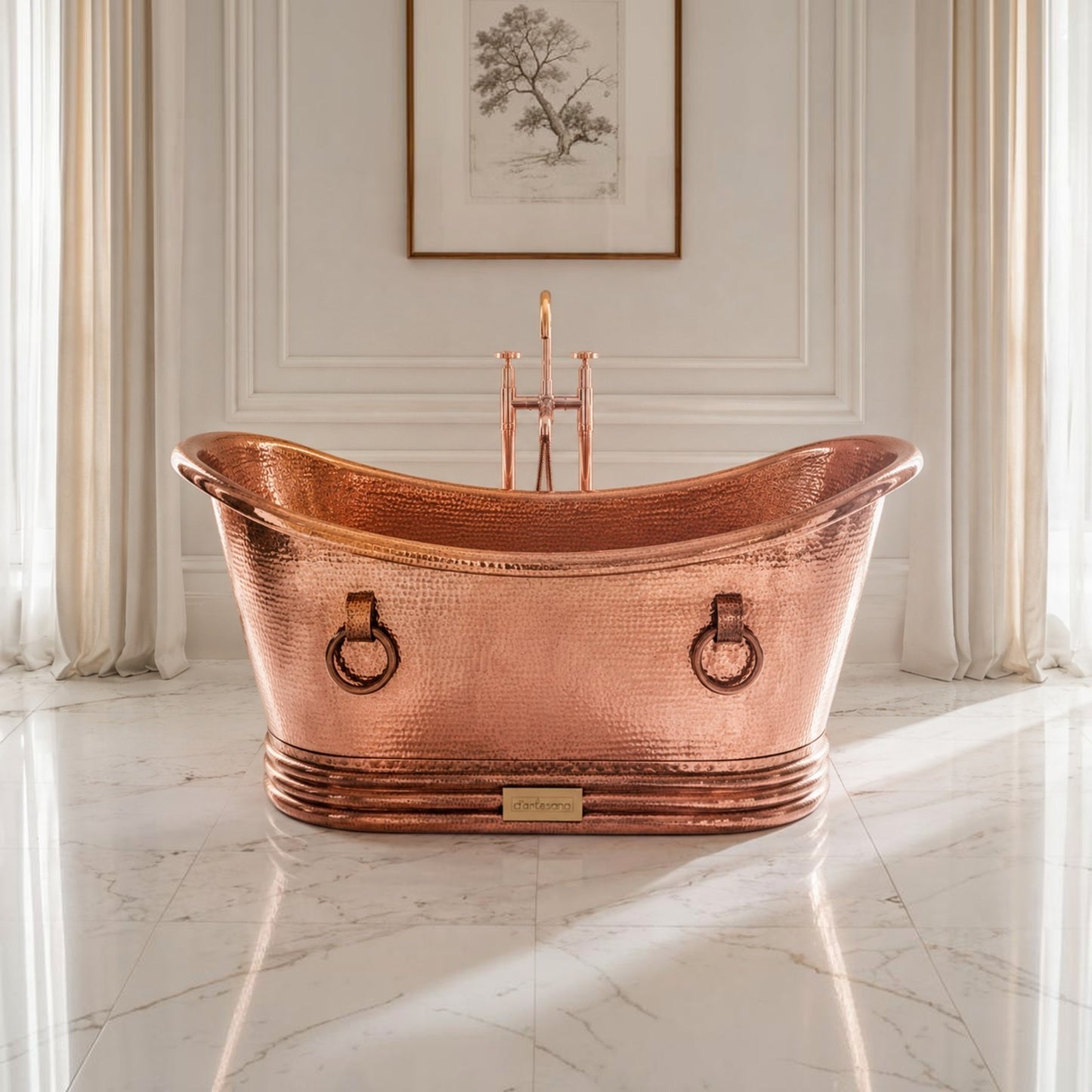 Premium Tina de Baño en Cobre Tradicional con Anillos